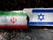 Both the Israeli flag and the Iranian flag are made of crackled patterns