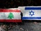 Both the Israeli flag and the Lebanese flag are made of crackled patterns.