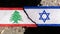 Both the Israeli flag and the Lebanese flag are made of crackled patterns.