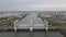 Botlekbrug aerial view lifting bridge for road and rail traffic over the Oude Maas in the Rotterdam port area. Dutch