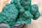 Botryoidal Malachite cluster from Democratic Republic of the Congo on Natural Polished Petrified wood slab