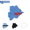 Botswana blue Low Poly map with capital Gaborone