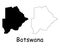 Botswana Country Map. Black silhouette and outline isolated on white background. EPS Vector