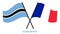 Botswana and France Flags Crossed And Waving Flat Style. Official Proportion. Correct Colors