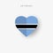 Botswana heart shaped flag. Origami paper cut Republic of Botswana national banner