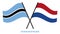 Botswana and Netherlands Flags Crossed And Waving Flat Style. Official Proportion. Correct Colors