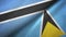 Botswana and Saint Lucia two flags textile cloth, fabric texture