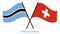Botswana and Switzerland Flags Crossed And Waving Flat Style. Official Proportion. Correct Colors