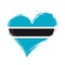 Botswanan flag heart-shaped grunge background. Vector illustration.