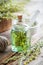 Bottle of absent or tincture of tarragon healthy herbs