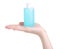 Bottle acetone nail polish remover in hand