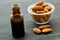 Bottle of almond essential oil - beauty treatment