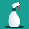 A bottle of antiseptic spray. Spraying an antibacterial liquid to kill bacteria and viruses.