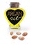 Bottle with argan oil. Cosmetic means. Food product. Isolated background.