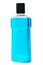 Bottle of blue Mouthwash liquid isolated on a white background
