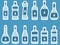 Bottle. Bottle of water. Bottle with stroke, glass with drinking straw. Vector