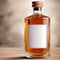 Bottle of brown alcohol: whiskey, brandy, rum, generic blank product packaging mockup photo