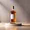 Bottle of brown alcohol: whiskey, brandy, rum, generic blank product packaging mockup photo