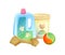 Bottle and Can Pet Shop Items Vector Illustration