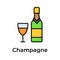 A bottle of champagne with glass, party celebration vector design