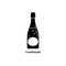 Bottle champagne silhouette. French alcohol drink drawing. Black white. Decoration element. Bar menu design. Symbol, logo.