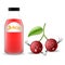 Bottle of cherry juice with cute cherry cartoon