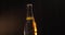 Bottle of cold beer on a black background. Condensate