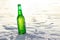 Bottle of cold beer on the snow