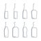 Bottle continuous line wine, vodka, champagne, whiskey, martini, rum, vermouth, tequila in linear style on white background. Solid