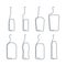 Bottle continuous line wine, vodka, whiskey, liquor, rum, vermouth, tequila, beer in linear style on white background. Solid black