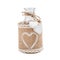 Bottle decorated with burlap, lace