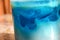 Bottle dishwashing liquid with blue and white beautiful patterns