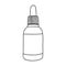 Bottle for drops in the style of Doodle.A small bottle with a lid.Black and white illustration.Monochrome.Hygiene and healthcare