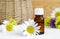 Bottle of essential chamomile oil