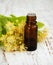 Bottle of essential linden oil