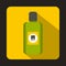 Bottle of green mouthwash icon, flat style