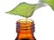 Bottle with homeopathy balm and leaf