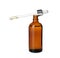 Bottle of hydrophilic oil and pipette on white background