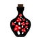 Bottle icon with red fly agaric on a white background. Isolated object. Magic elixir or poison. Vector