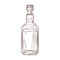 Bottle isolated on white background. Vintage sketch brown outline close up