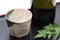 Bottle of Japanese shochu and ceramic bowl