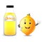 Bottle of lemon juice with cute lemon cartoon