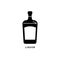 Bottle liquor silhouette. Celebration alcohol drink drawing. Black white. Decoration element. Bar menu design. Symbol, logo.