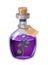 Bottle magic potion with flower. Game icon asset, glass, liquid elixir, poisine, flask, Vector illustration cartoon for