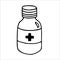 Bottle with medicaments doodle vector illustration isolated on white