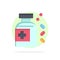 Bottle, Medicine, Tablet Abstract Circle Background Flat color Icon