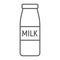Bottle of milk thin line icon, drink and food