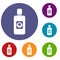 Bottle of mouthwash icons set