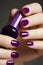 Bottle of nail polish. Beauty hands. Trendy stylish colorful nails, nailpolish. Great idea for the advertising of cosmetics. Beau