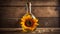 Bottle oil sunflower flower fresh wooden food seeds natural product glass